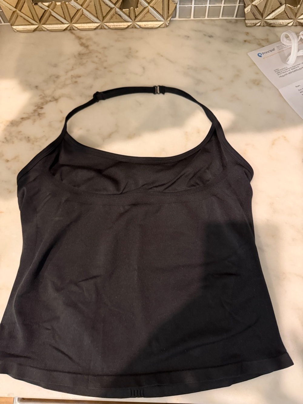 Alphalete Halter Push Tank, black, L, like brand new!